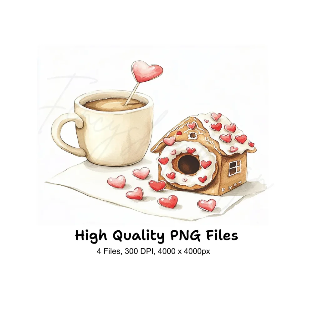 Valentine's Day Gingerbread House Clipart Bundle