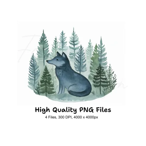 Cute Forest Wolf Clipart Bundle