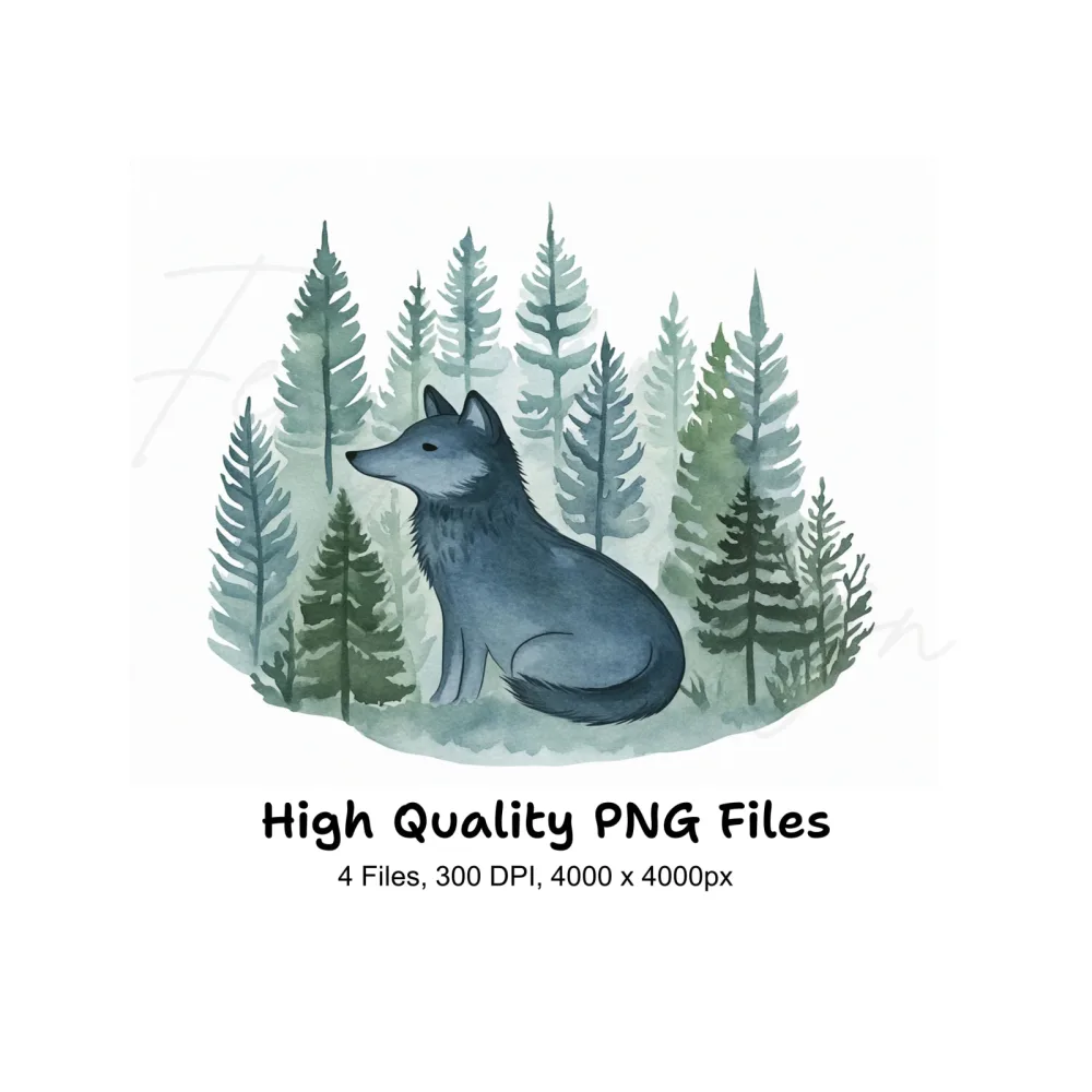 Cute Forest Wolf Clipart Bundle