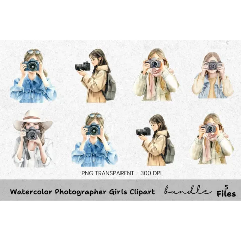 Photographer Girls Clipart Bundle