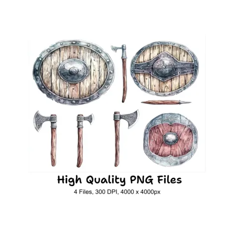 Viking Shields and Axes Clipart Bundle