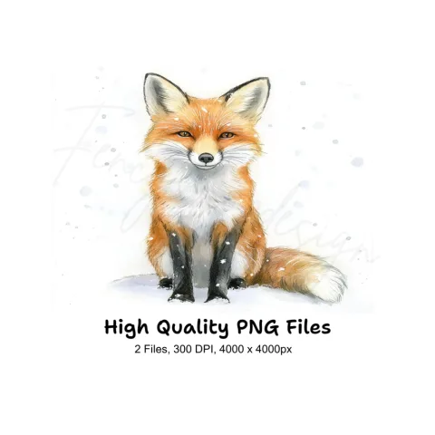 Cute Winter Fox Clipart Bundle