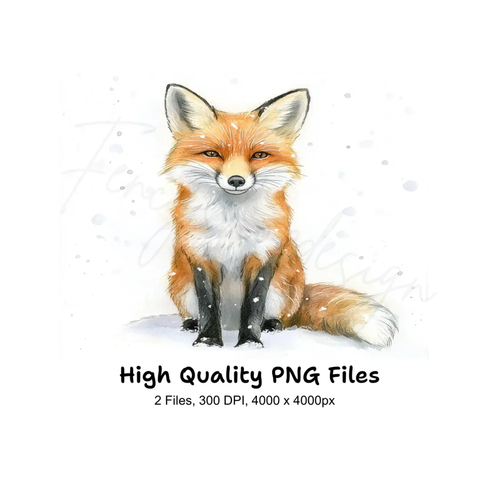 Cute Winter Fox Clipart Bundle
