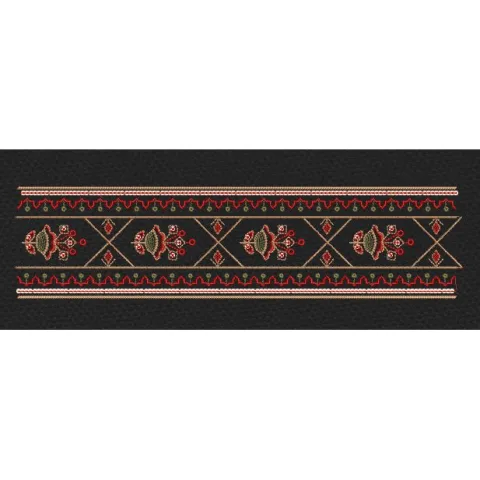 Red Floral Geometric Endless Border Embroidery Design