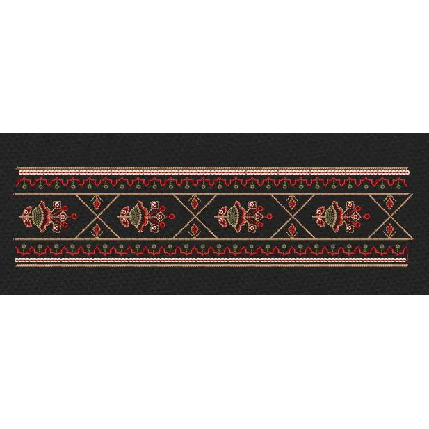 Red Floral Geometric Endless Border Embroidery Design