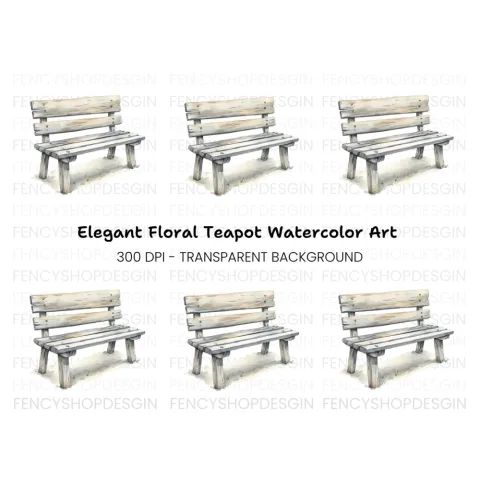 Rustic Wooden Bench Clipart Bundle