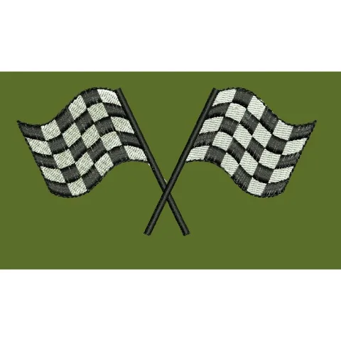 Crossed Checkered Pennants Embroidery Design