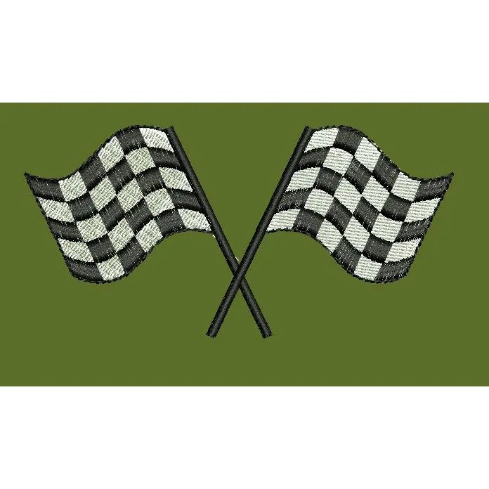 Crossed Checkered Pennants Embroidery Design
