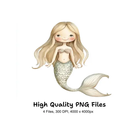 Cute Mermaid Clipart Bundle