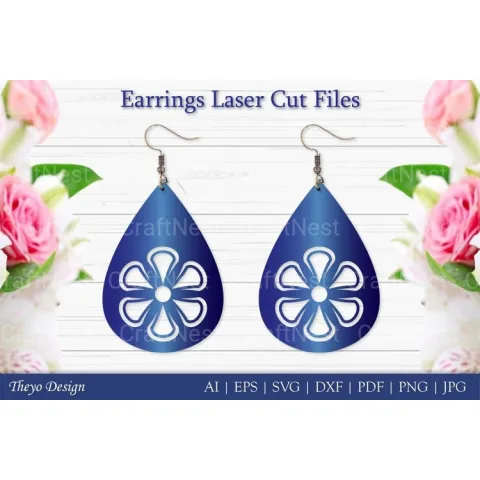 Laser Cut Flower Earrings SVG Bundle