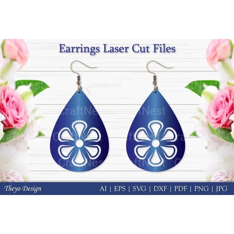 Laser Cut Flower Earrings SVG Bundle