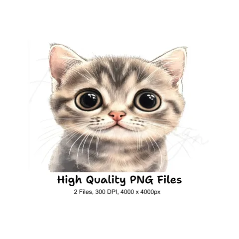 Adorable Big Eyed Kitten Faces Clipart Bundle