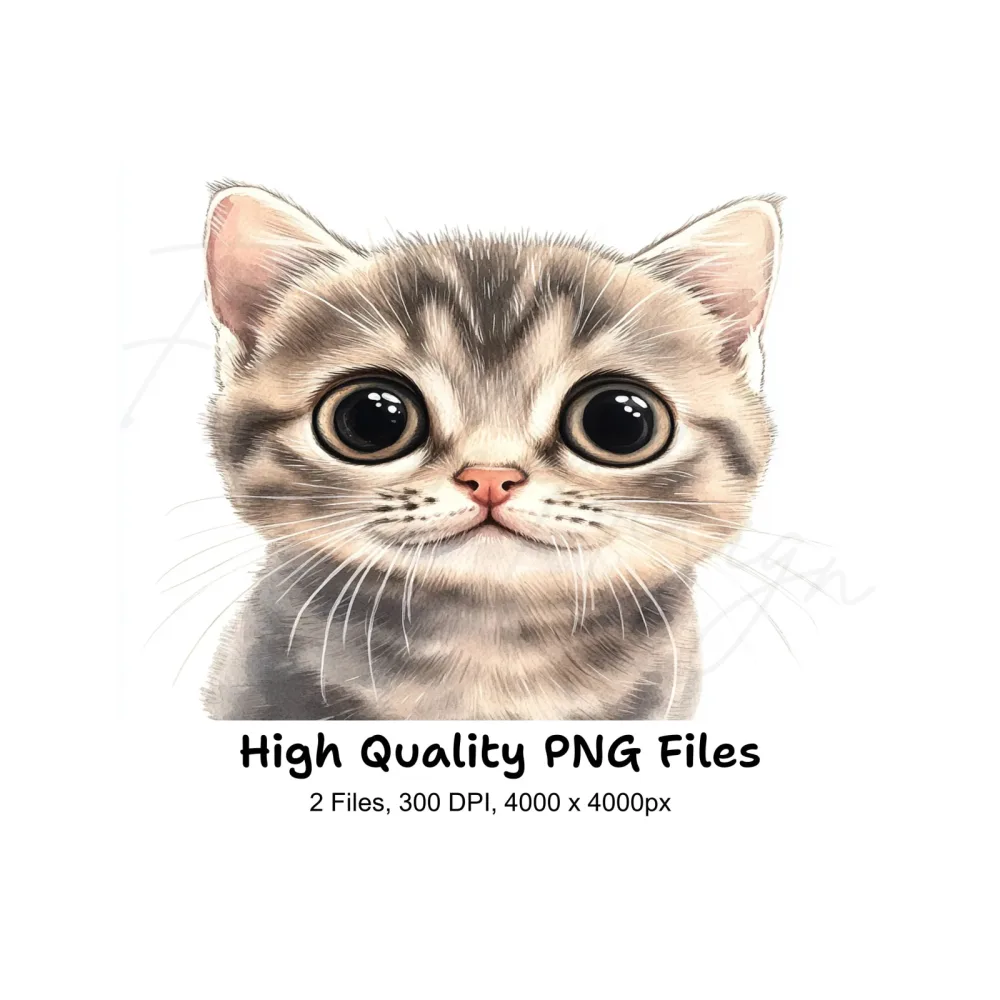 Adorable Big Eyed Kitten Faces Clipart Bundle