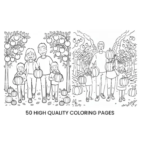 Kids Baking Pumpkin Pies Coloring Books