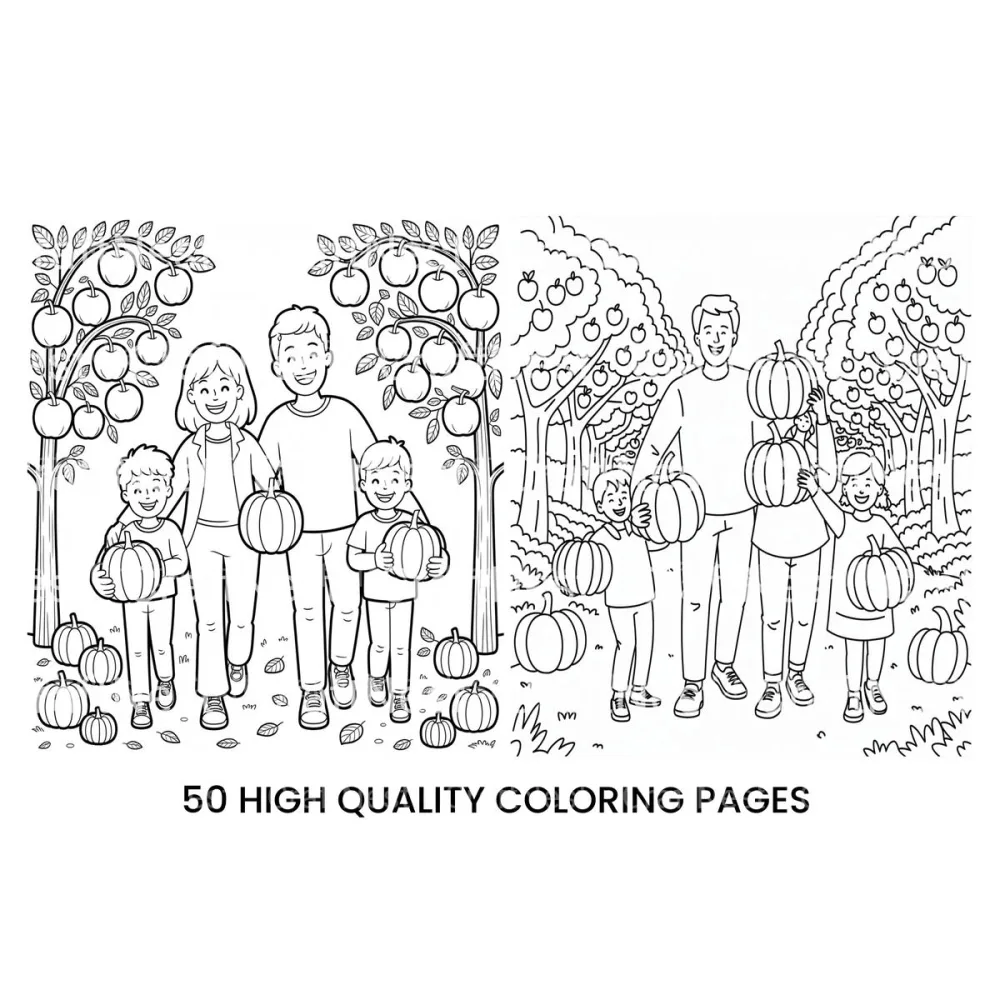 Kids Baking Pumpkin Pies Coloring Books