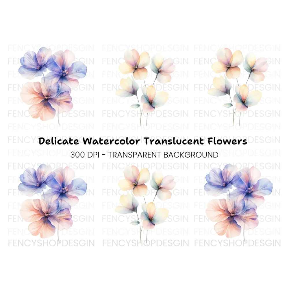 Translucent Floral Clipart Bundle