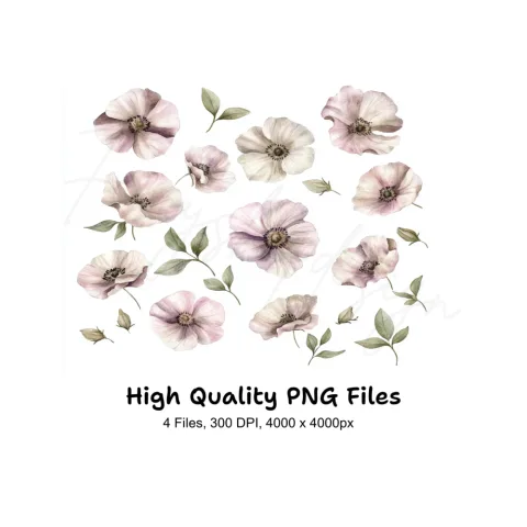 Blush Pink Floral Clipart Bundle