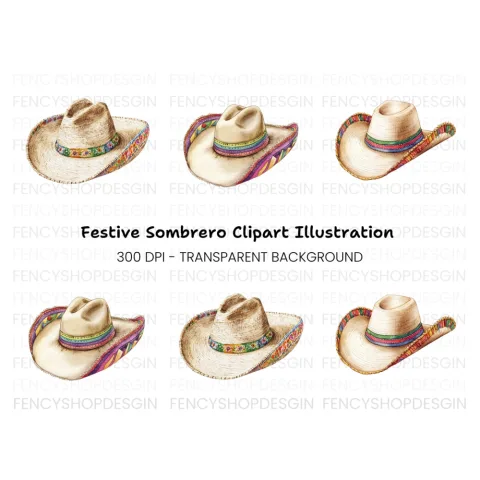 Mexican Sombrero Hat Clipart Bundle