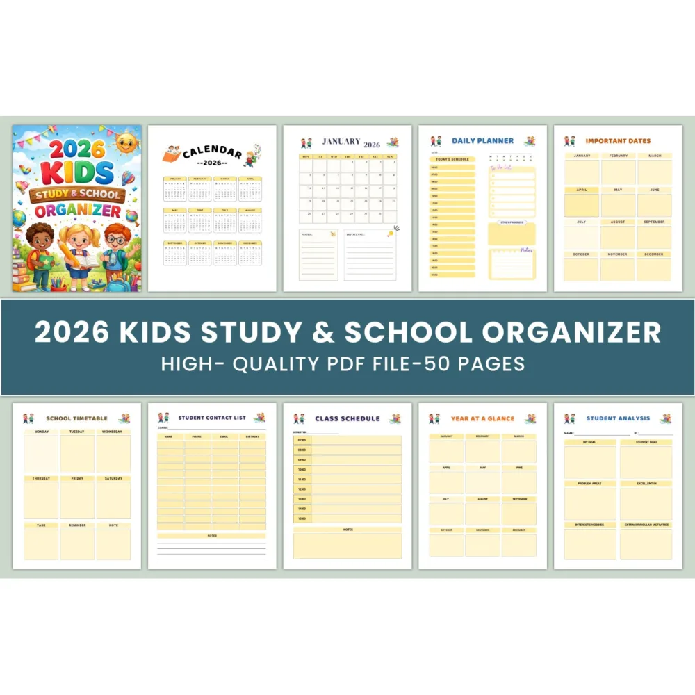 Kids Study School Planner