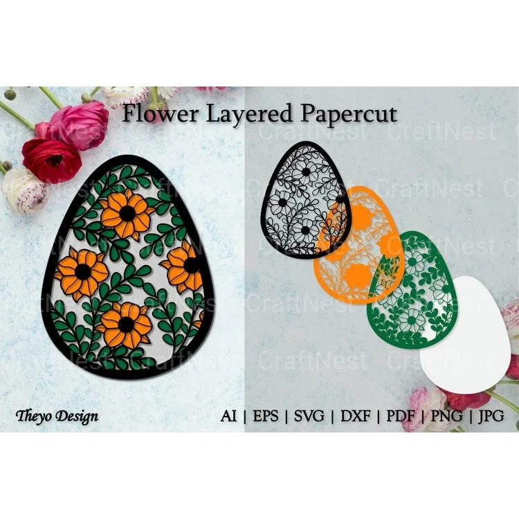 Flower D Layered Papercut SVG Bundle