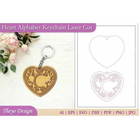 Heart Alphabet Keychain SVG Bundle