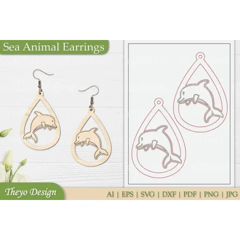 Sea Animal Earrings SVG Bundle