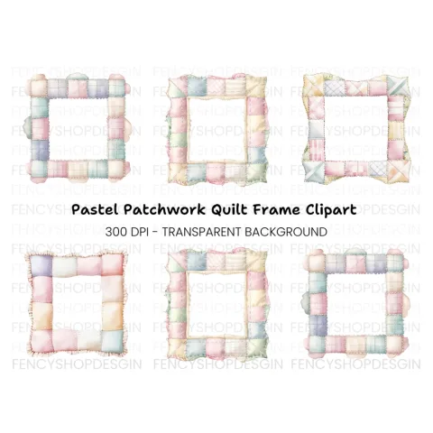 Quilted Pastel Frames Clipart Bundle