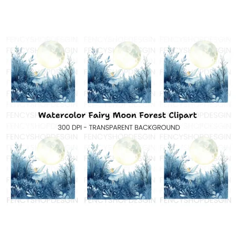 Moonlit Fairy Forest Clipart Bundle
