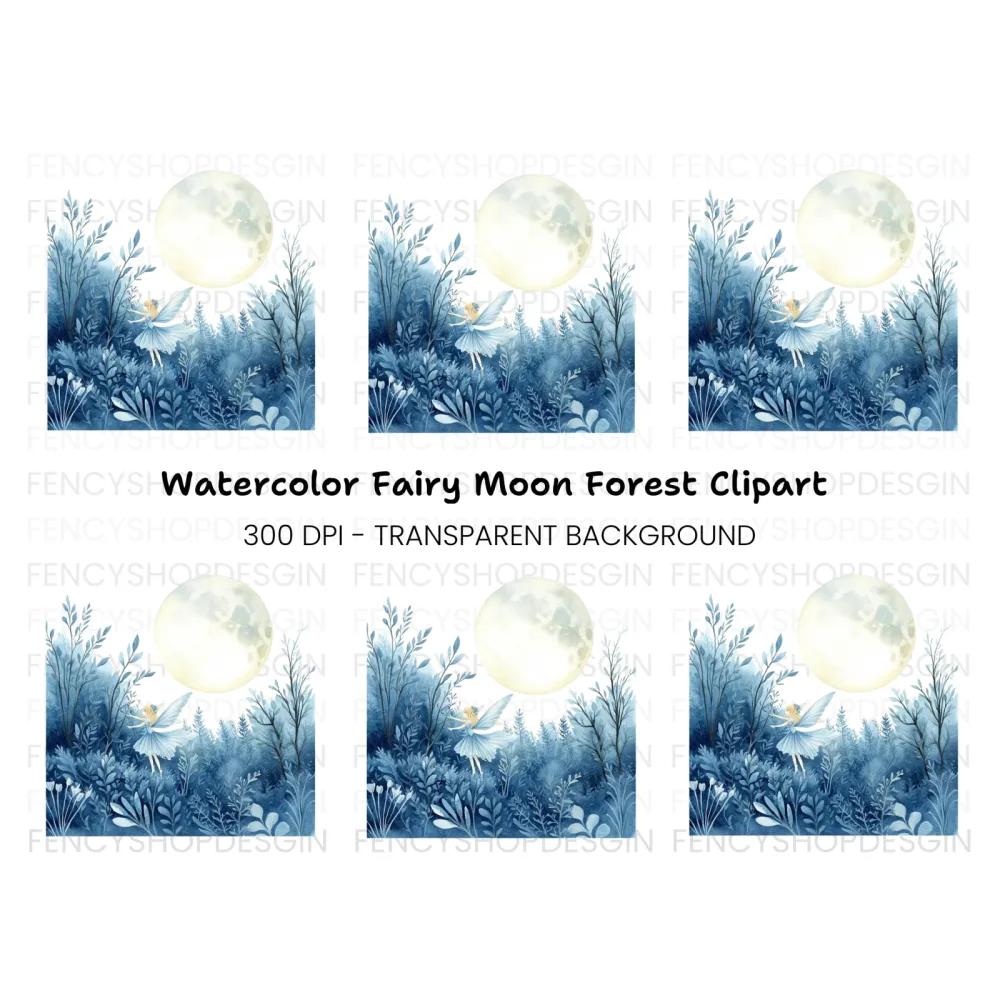 Moonlit Fairy Forest Clipart Bundle