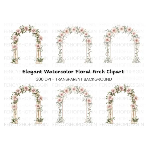 Elegant Floral Archway Clipart Bundle