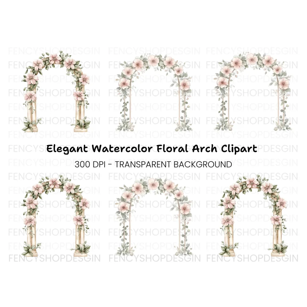 Elegant Floral Archway Clipart Bundle