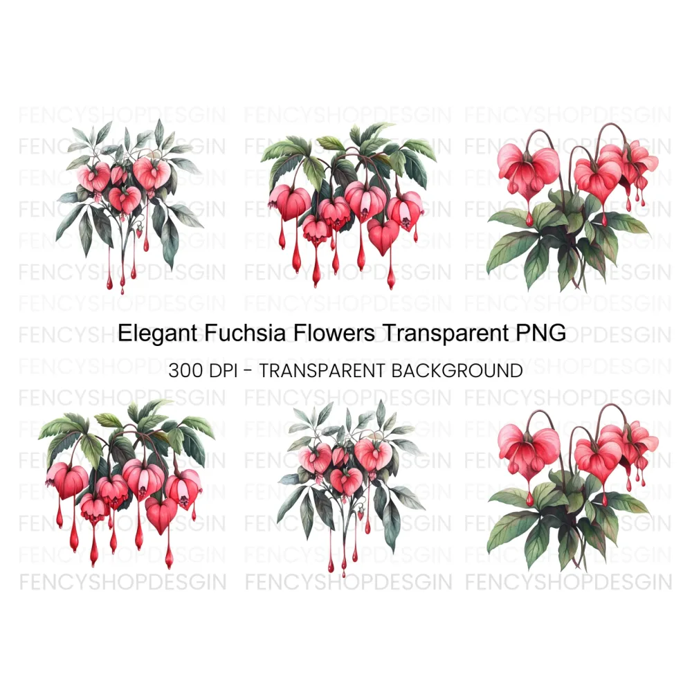 Fuchsia Flower Clipart Bundle