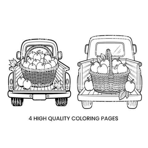 Vintage Truck Autumn Harvest Coloring Books