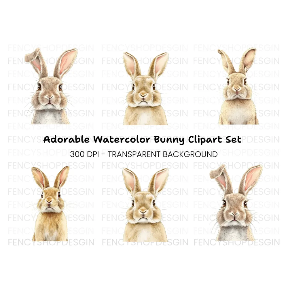Adorable Bunny Rabbit Clipart Bundle