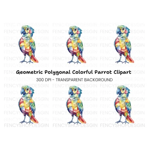 Geometric Parrot Clipart Bundle