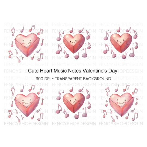 Cute Heart Music Notes Clipart Bundle