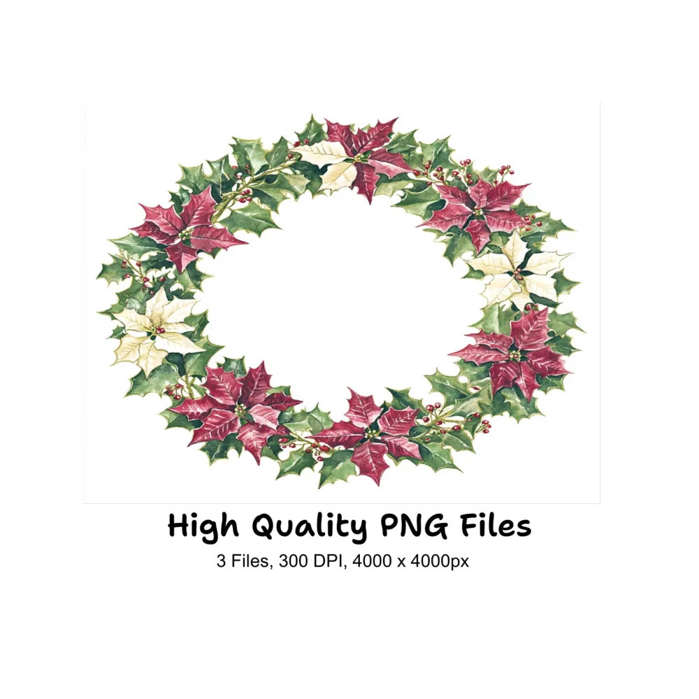 Poinsettia Wreaths Clipart Bundle