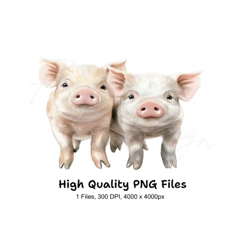 Adorable Piglet Duo Clipart Bundle
