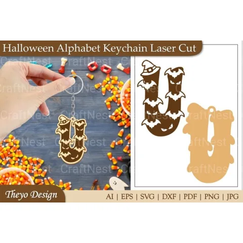 Halloween Keychain Alphabet SVG
