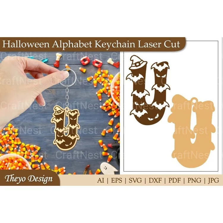Halloween Keychain Alphabet SVG