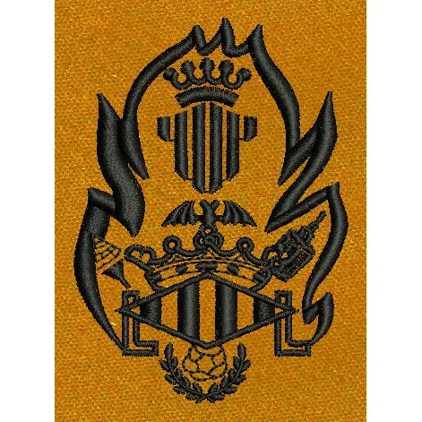 Flaming Shield Crest Embroidery Design
