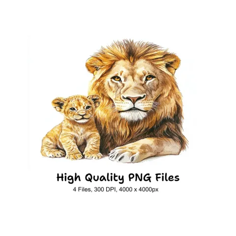 Lion and Cub Clipart Bundle