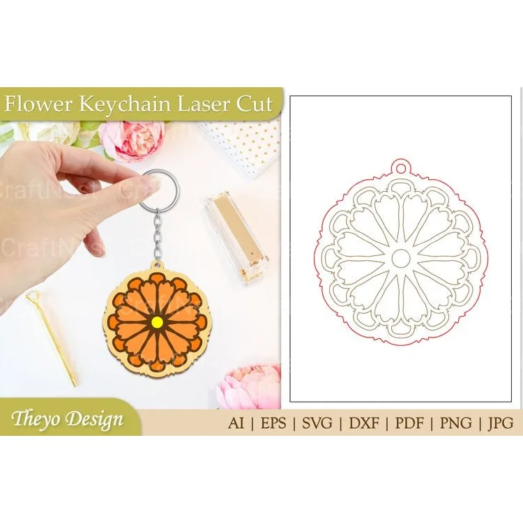 Flower Keychain SVG Bundle
