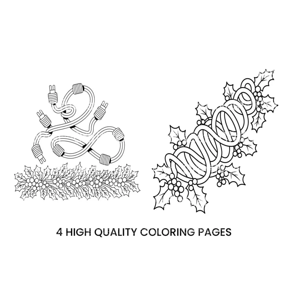 Christmas Lights and Holly Coloring Books