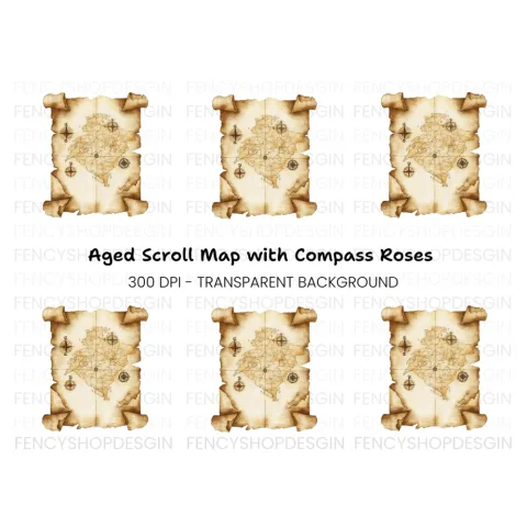 Vintage Treasure Map Clipart Bundle