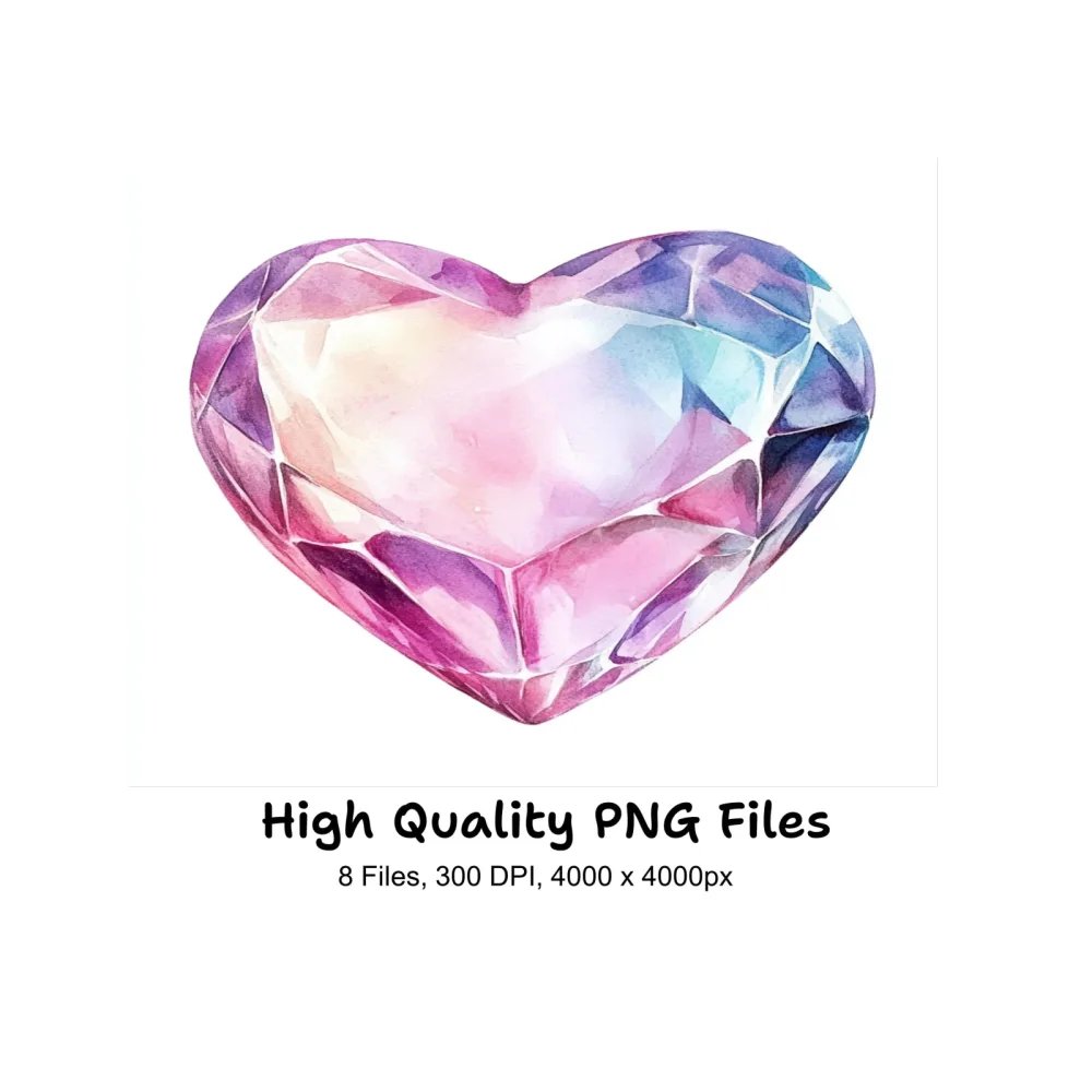 Sparkling Gemstone Heart Clipart Bundle