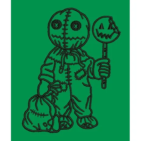 Burlap Trickster with Lollipop Embroidery Design