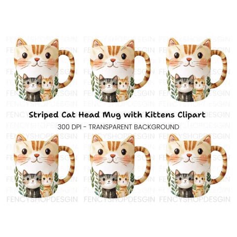 Cute Cat Family Clipart Bundle
