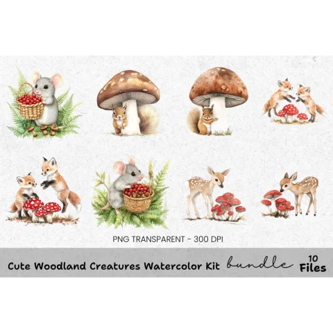 Cute Woodland Creatures Clipart Bundle