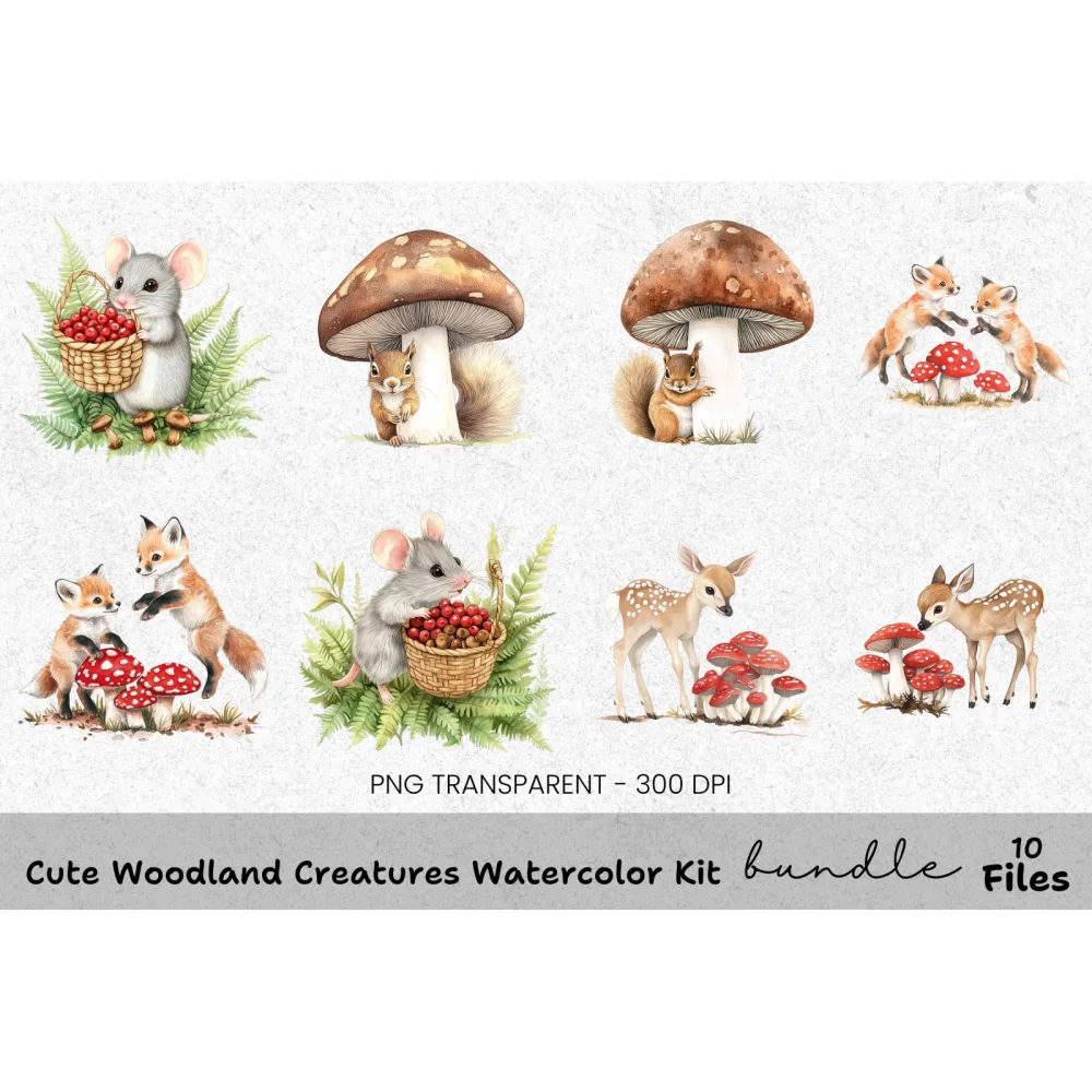 Cute Woodland Creatures Clipart Bundle